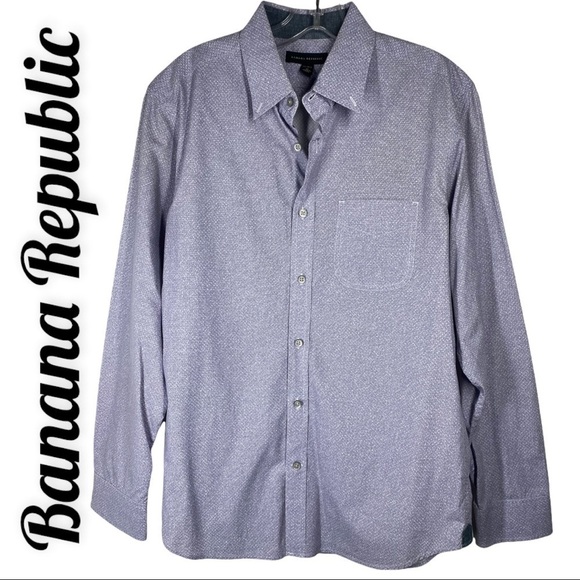 BANANA REPUBLIC 100% Cotton Lavender Print Dress Shirt, Size Medium - Picture 1 of 9